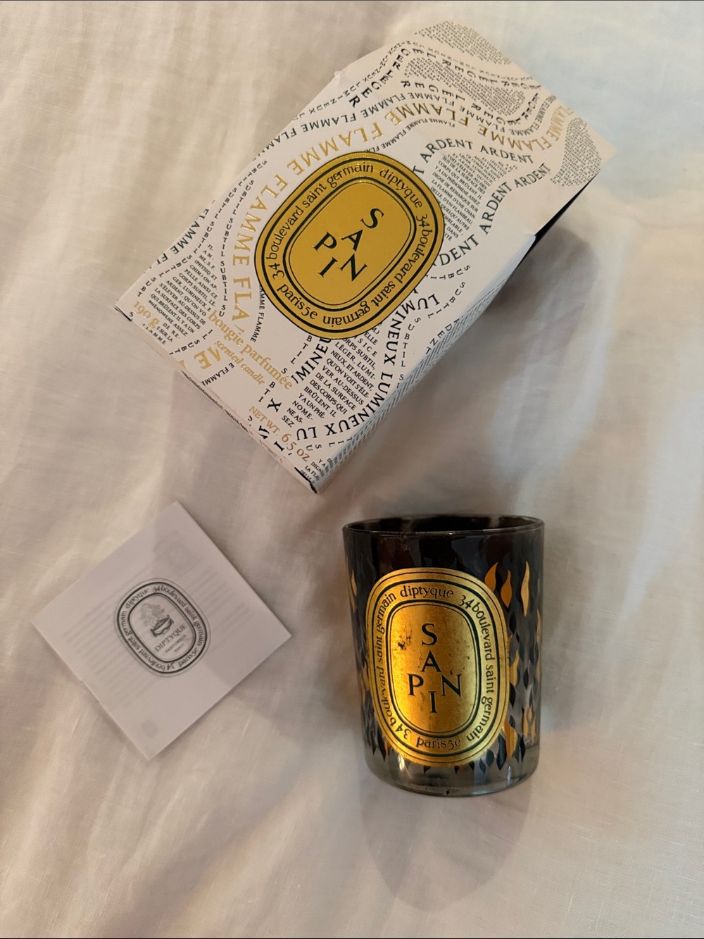 diptyque Sapin Candle with Gold Emblem